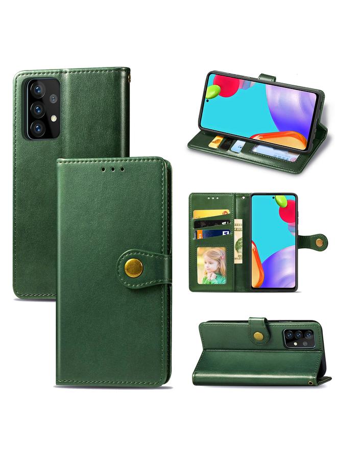 اس-توب جراب لهاتف Samsung Galaxy A52 5G / 4G جراب هاتف من الجلد بلون سادة مع مشبك وحزام وإطار للصور وفتحة للبطاقات ومحفظة ووظيفة الحامل - Image 1