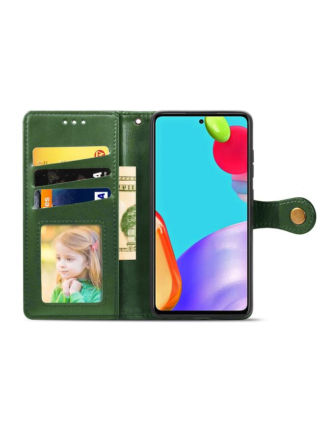 اس-توب جراب لهاتف Samsung Galaxy A52 5G / 4G جراب هاتف من الجلد بلون سادة مع مشبك وحزام وإطار للصور وفتحة للبطاقات ومحفظة ووظيفة الحامل - Image 3