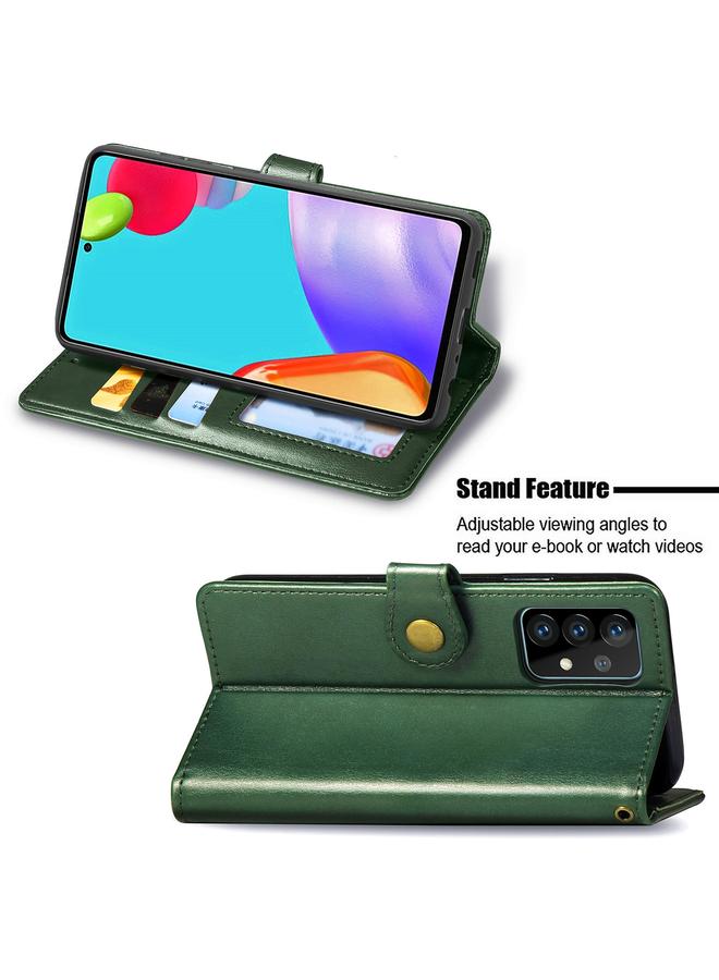 اس-توب جراب لهاتف Samsung Galaxy A52 5G / 4G جراب هاتف من الجلد بلون سادة مع مشبك وحزام وإطار للصور وفتحة للبطاقات ومحفظة ووظيفة الحامل - Image 4