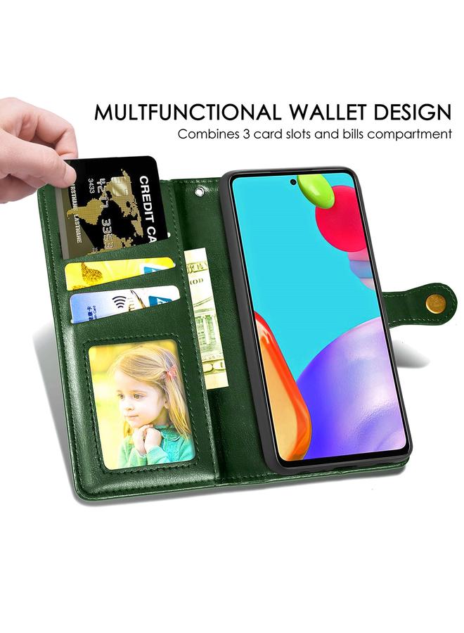 اس-توب جراب لهاتف Samsung Galaxy A52 5G / 4G جراب هاتف من الجلد بلون سادة مع مشبك وحزام وإطار للصور وفتحة للبطاقات ومحفظة ووظيفة الحامل - Image 5