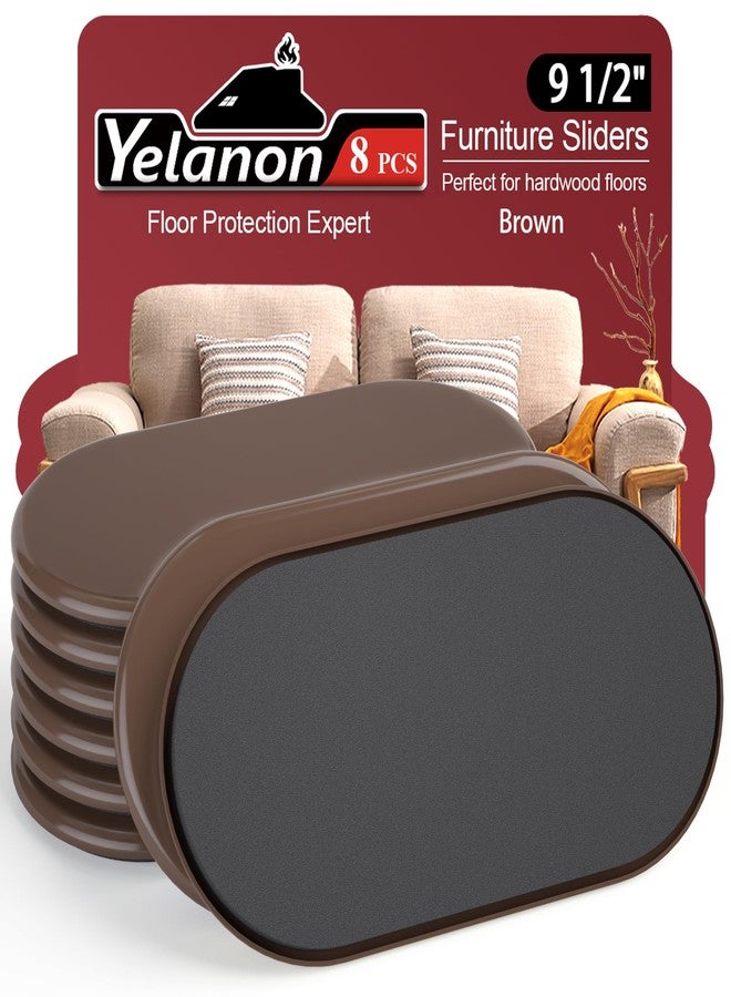 Yelanon Furniture Sliders - 8 pcs-9 1/2” Brown Furniture Sliders for Carpet, Furniture Pads Hardwoods Floors, Heavy Duty Furniture Movers Sliders, Reusable Furniture Moving Pads, Floor Protectors for Carpet - Image 1