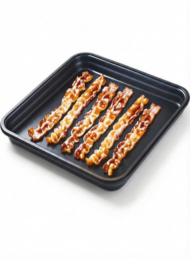 MACONEE Microwave Bacon Cooker & Crisper Pan - Large Nonstick Square Metal Tray for Crispy Bacon, Reheating Pizza & Snacks - Dishwasher Safe Grill Plate (Requires Medium/Large Microwave) - Image 1
