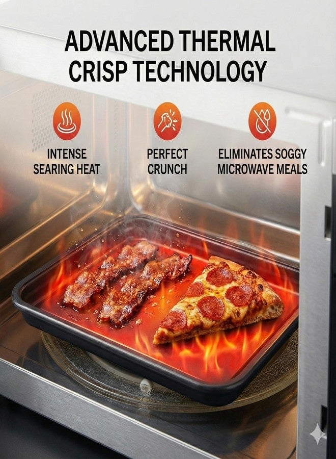MACONEE Microwave Bacon Cooker & Crisper Pan - Large Nonstick Square Metal Tray for Crispy Bacon, Reheating Pizza & Snacks - Dishwasher Safe Grill Plate (Requires Medium/Large Microwave) - Image 3