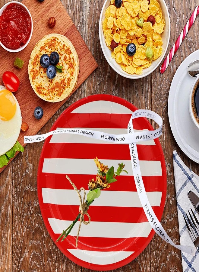 HSPAIDYP 50Pcs Red and White Stripes Party Supplies Red & White Stripes Plates 7"Red Striped Dessert Paper Plates Carnival Party Theme Circus Picnic BBQ Holiday Wedding 4th of July Red Birthday Party Decor - Image 2