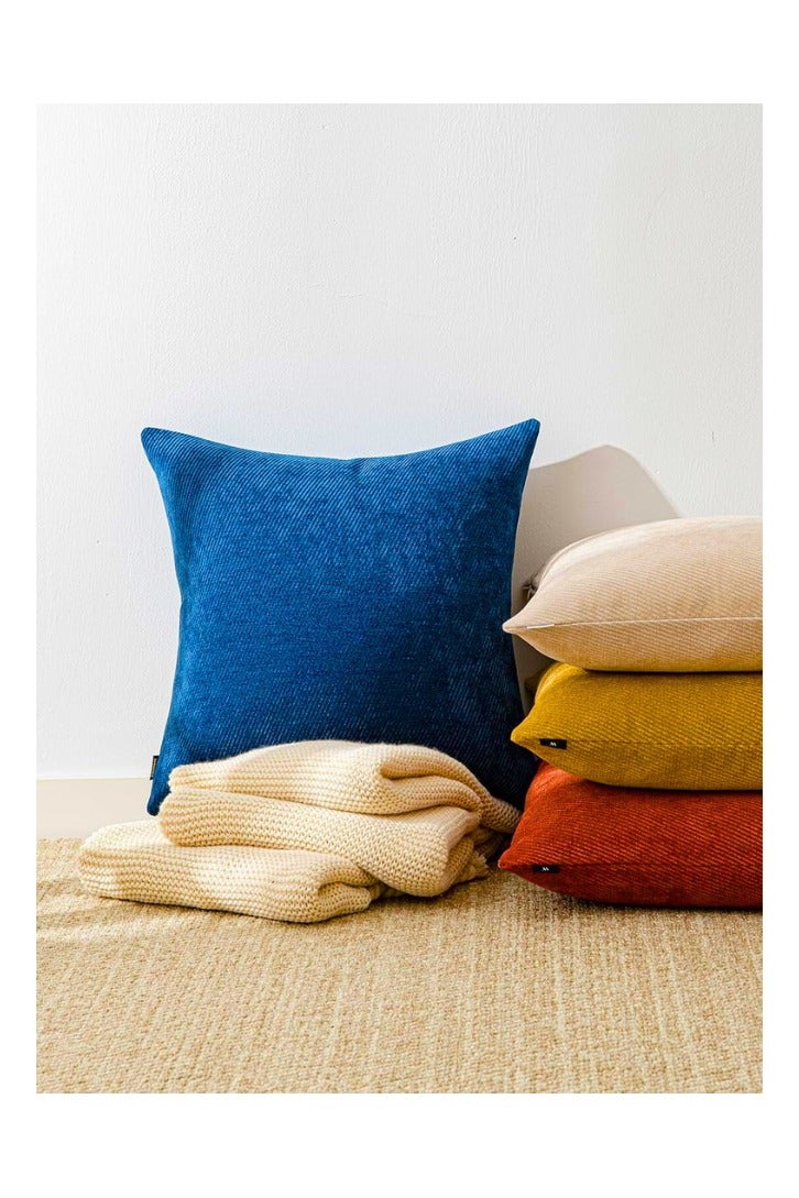 Chase Up Pack of 2 Decorative Chenille Cushion Cover Throw Pillow Covers with Twill Cushion Covers for Sofa Living Room Couch Bed 18x18 Inch Blue - Image 2