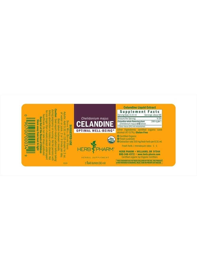 HERB PHARM - Certified Organic Celandine Liquid Extract, 1 Fl Oz - Image 1
