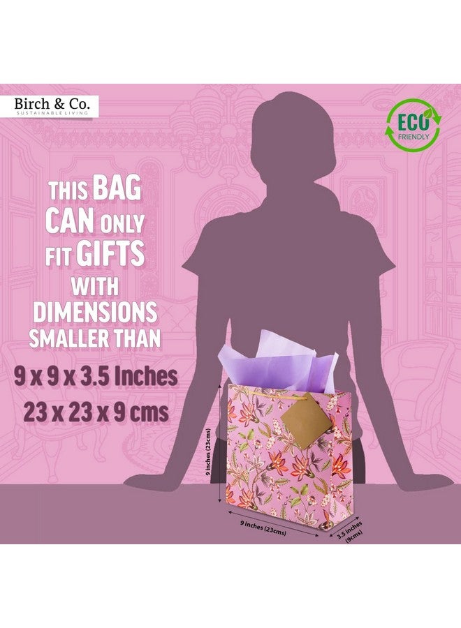 Birch & Co. حقائب هدايا بيرش وشركاه - حقائب ورقية للهدايا المرتجعة - حقيبة هدايا ورقية - حقائب متوسطة لحمل الهدايا - حقائب جيدة متوسطة مع مناديل وبطاقة شكر - أغطية هدايا - عبوة من 10، موف - Image 4