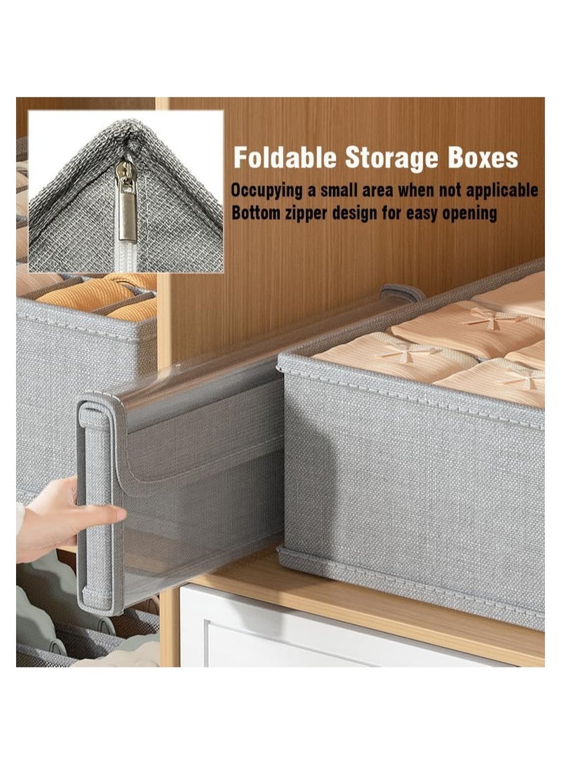 SYOSI Underwear Socks Storage Organizer with Lid, 2 Packs Foldable Closet Drawer Organizer with Dividers, Wardrobe Storage Boxes, Fabric Dresser Bin for Bra Scarf Neck Tie Container (7 Cells Gray)  - Image 5