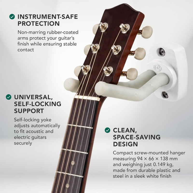K.M Stands 16280.014.00 Guitar wall mount - white with translucent support elements - Image 2