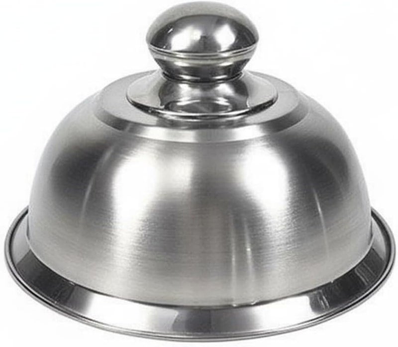 Qianly Stainless Steel Griddle Lid Burger Plate Protects Food Locks in Juices Suitable for Family Cooking Restaurant Service, 22CM, Steel Ball Handle - Image 1
