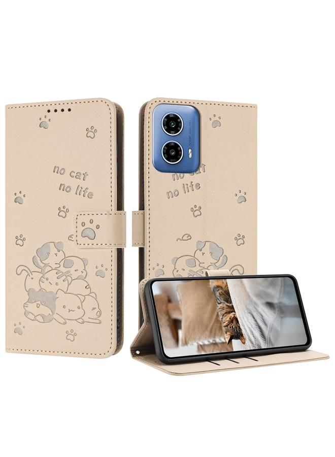 اس-توب جراب لهاتف Motorola Moto G85، جراب جلدي منقوش عليه صورة قطة صغيرة مع حبل تعليق - Image 1