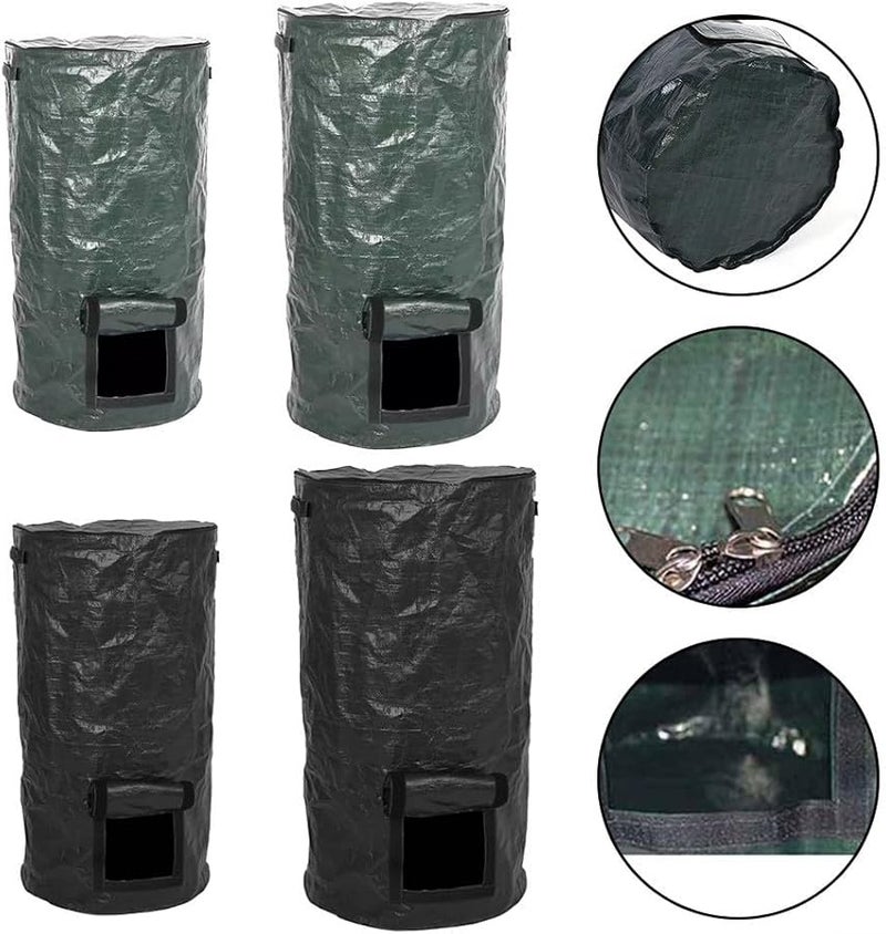 Green 45x80CM Outdoor Compost Bag with Lid Portable Carry Handle and Skylight View - Image 3