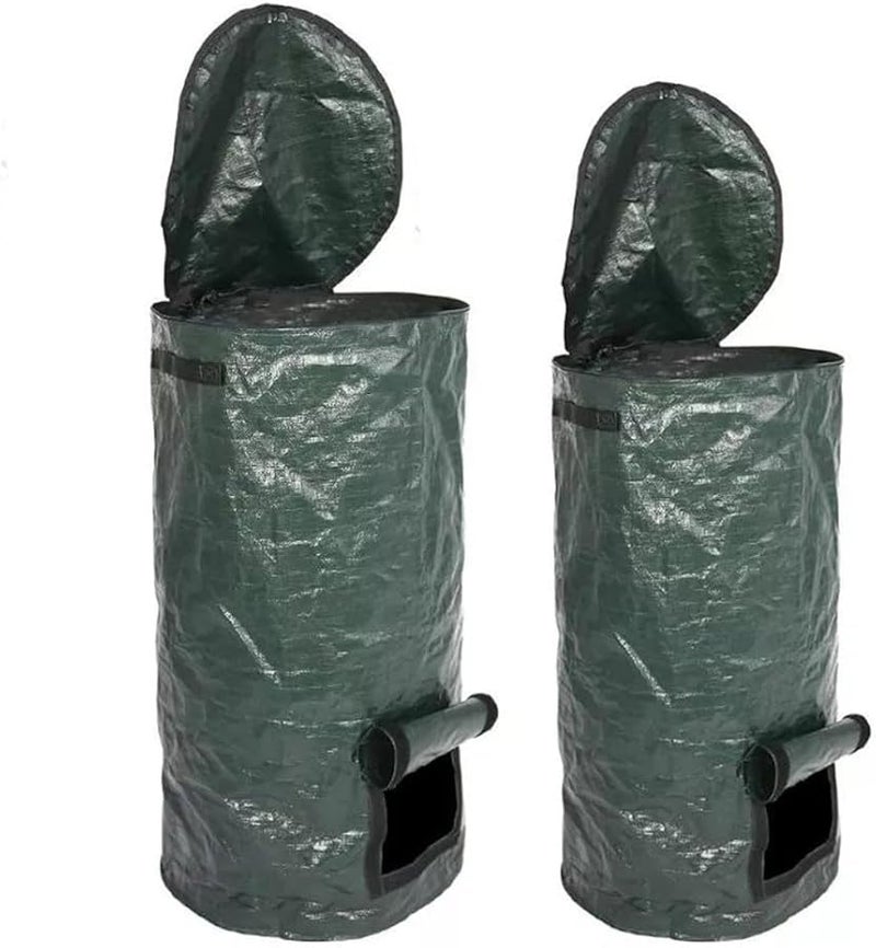 Green 45x80CM Outdoor Compost Bag with Lid Portable Carry Handle and Skylight View - Image 5