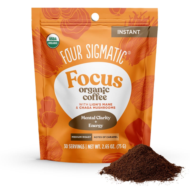 Four Sigmatic Organic Mushroom Coffee | Instant Mushroom Coffee Mix with Lion's Mane, Chaga and Rhodiola for Better Focus and Immune Support | 30 Serving Bag - Image 1