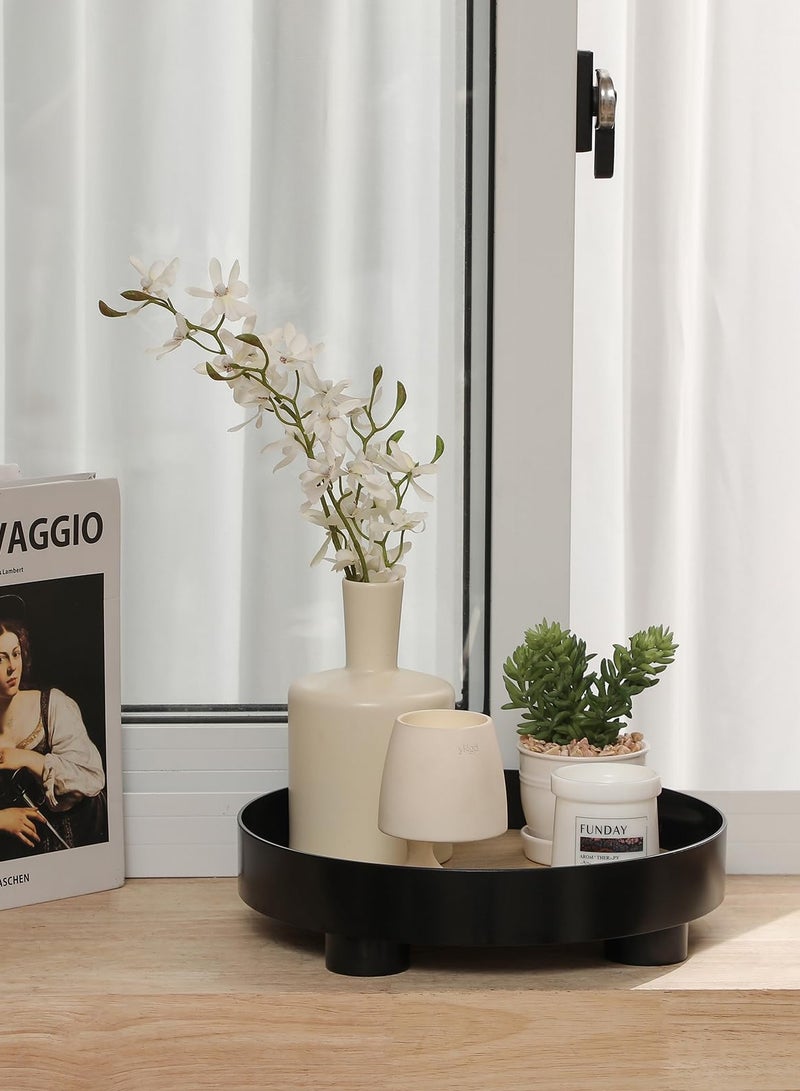 XiuWoo Decorative Tray Coffee Table Tray Round Trays for Home Decor Bathroom Counter Tray Perfume Organizer for Dining Table, Dresser, Kitchen,12 Inch, Black - Image 2