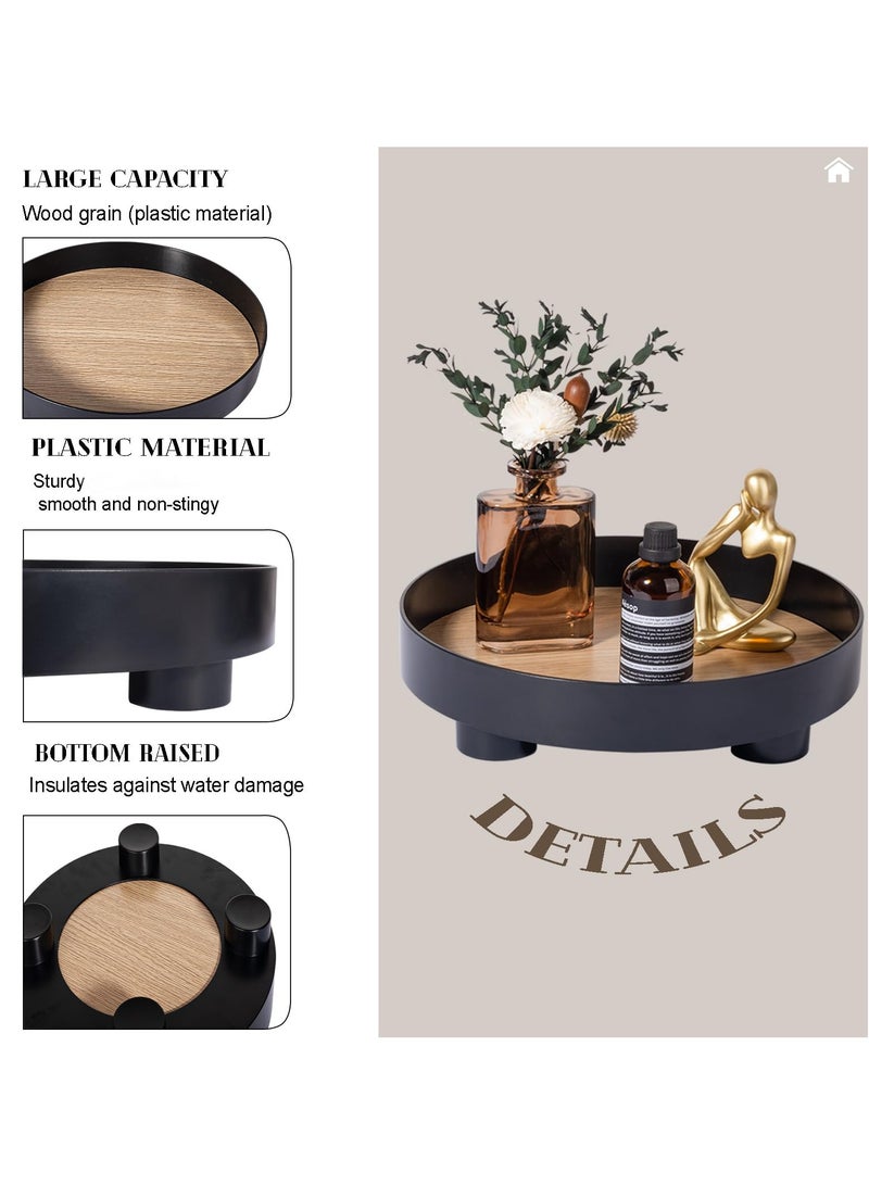 XiuWoo Decorative Tray Coffee Table Tray Round Trays for Home Decor Bathroom Counter Tray Perfume Organizer for Dining Table, Dresser, Kitchen,12 Inch, Black - Image 4