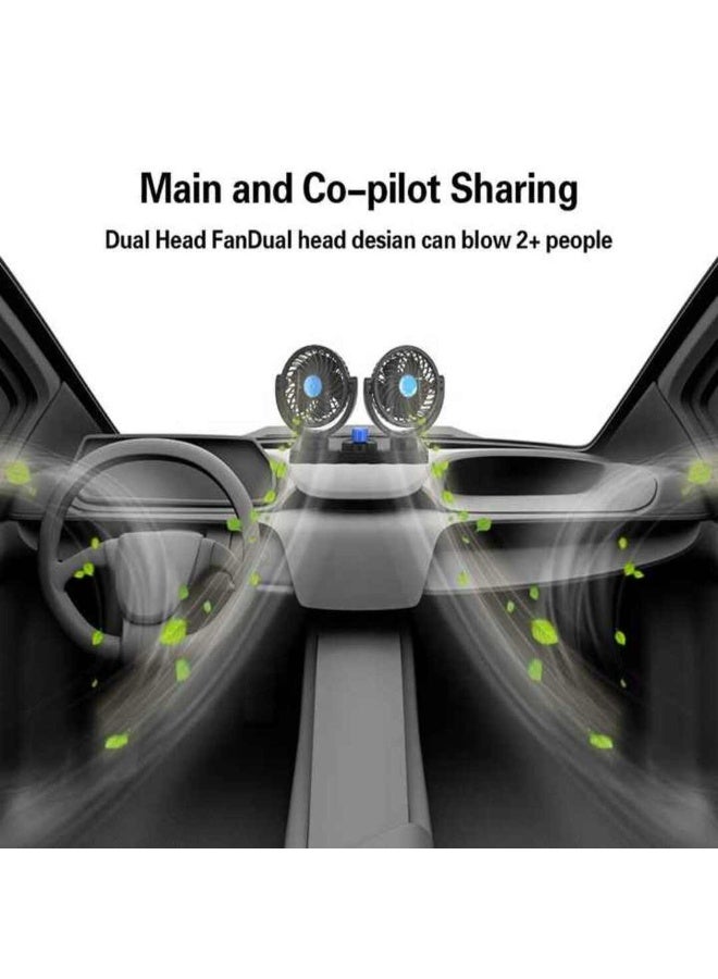 UBEdge Double-Headed Car Fan – Dual Head Vehicle Dashboard Fan with Adjustable Rotation, Portable Cooling Fan for Automobile Interior - Image 2