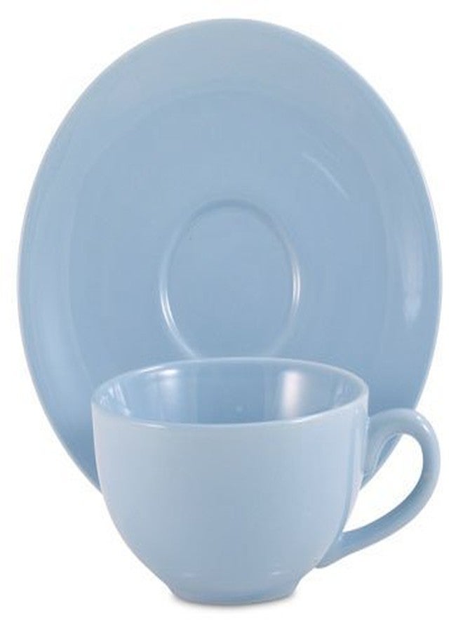 طقم فنجان وصحن شاي كلاسيكي باللون الأزرق الفاتح، قطعة واحدة.
