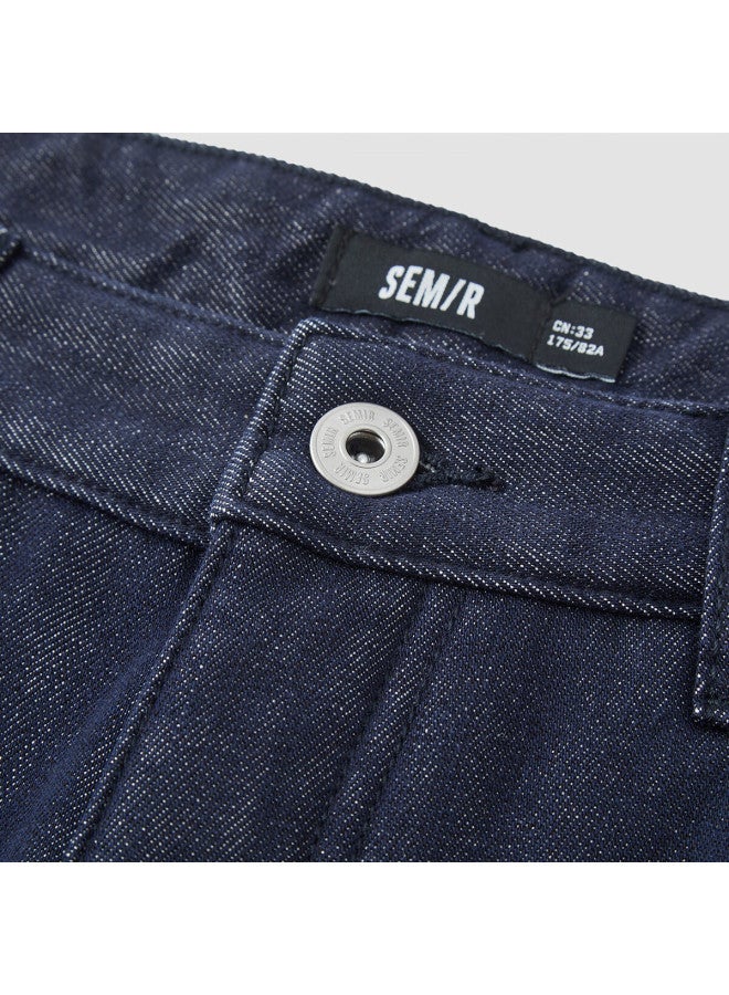 Semir Men's Jeans, Winter Fleece-lined, Thickened, Loose Straight-leg Pants, Vintage Style, Versatile Trousers, 109725124105 - Image 2