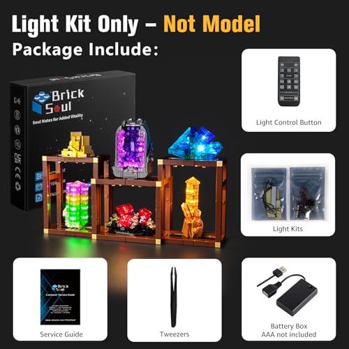 BrickSoul Advanced RC Light Kit for Lego 21362 Mineral Collection Building Set Upgraded Wireless ONOff Dimming Zonal Lighting with Hidden Cable Tech 21362 Set NOT Included - Image 5
