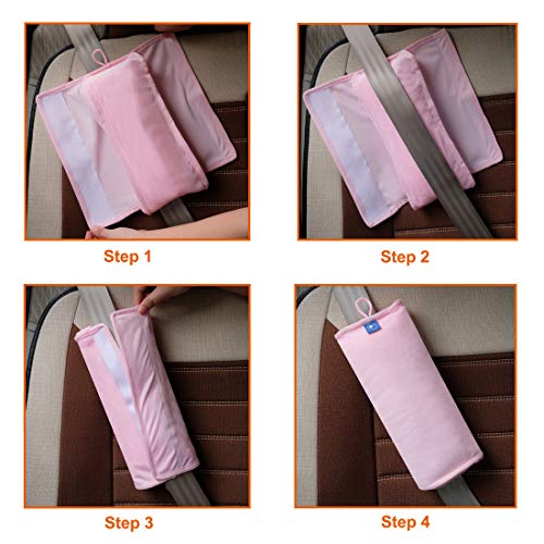 COOLBEBE Seat Belt Pillow for Kids, Extra Soft Toddler Travel Pillow for Car Seat, Universal Carseat Strap Cushion Pads for Childs Baby People Adults, Pink - Image 4
