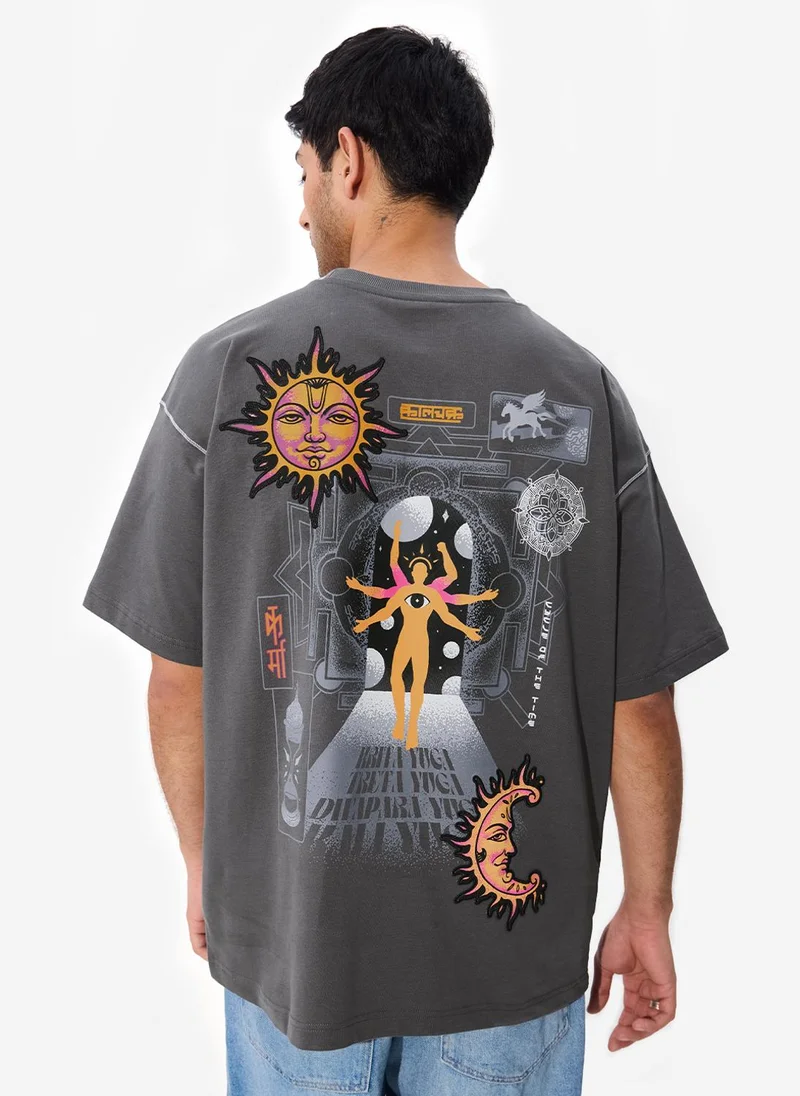 The Souled Store The Souled Store Men TSS Originals Kalyuga Graphic Grey Oversized T-Shirts