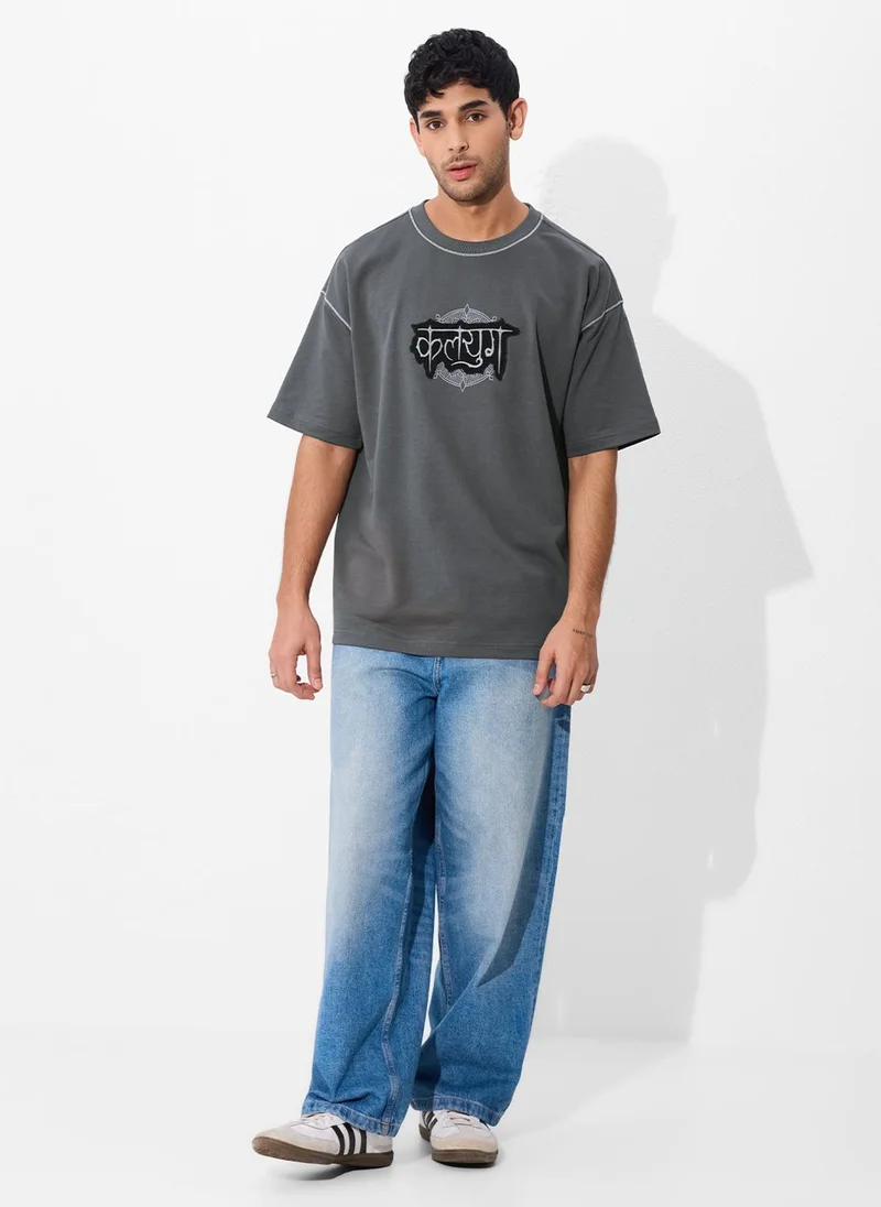 The Souled Store The Souled Store Men TSS Originals Kalyuga Graphic Grey Oversized T-Shirts