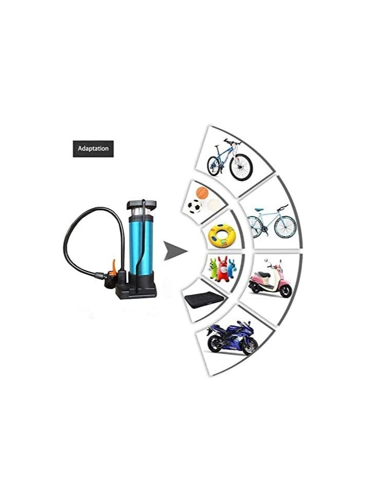 SportQ Mini Bicycle Hand Air Pump/Inflator Foot Operated, Presta and Schrader Valves for Football and Basketball