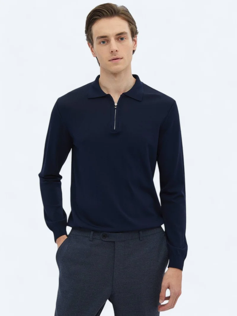 Kip Navy Blue Knitwear Sweatshirt