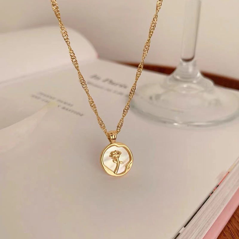 Generic French Chic Rose Pearl Necklace Elegant Clavicle Chain A7-6-12 