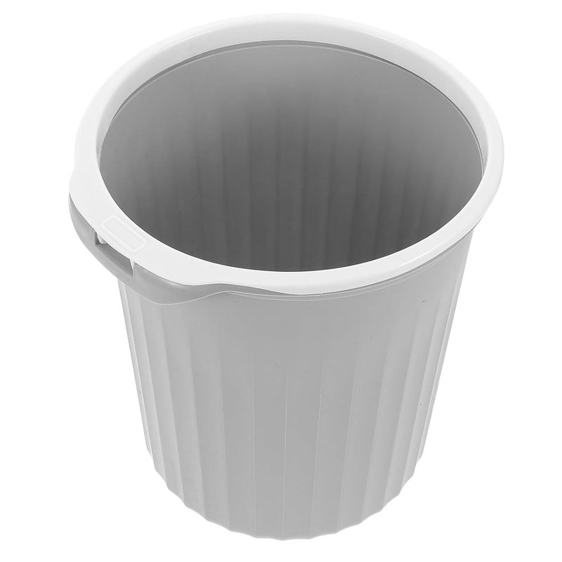 Luxshiny Small 8l Wastebasket with Pressing Ring, Plastic Trash Can for Bathroom, Office, Bedroom, and Kitchen, Quiet Gray Minimalist Garbage Bin for Home and Workplace - Image 1