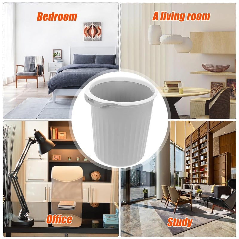 Luxshiny Small 8l Wastebasket with Pressing Ring, Plastic Trash Can for Bathroom, Office, Bedroom, and Kitchen, Quiet Gray Minimalist Garbage Bin for Home and Workplace - Image 3