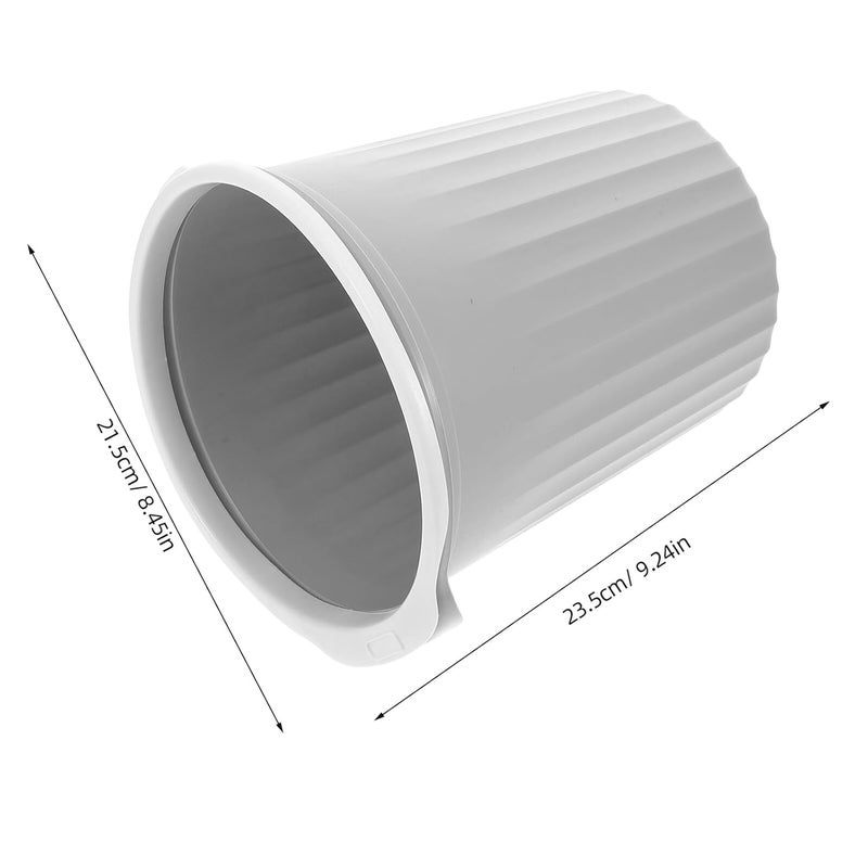 Luxshiny Small 8l Wastebasket with Pressing Ring, Plastic Trash Can for Bathroom, Office, Bedroom, and Kitchen, Quiet Gray Minimalist Garbage Bin for Home and Workplace - Image 2