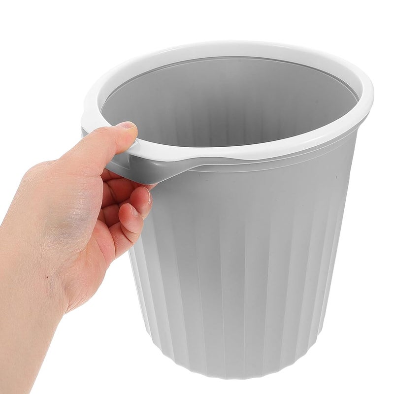 Luxshiny Small 8l Wastebasket with Pressing Ring, Plastic Trash Can for Bathroom, Office, Bedroom, and Kitchen, Quiet Gray Minimalist Garbage Bin for Home and Workplace - Image 4