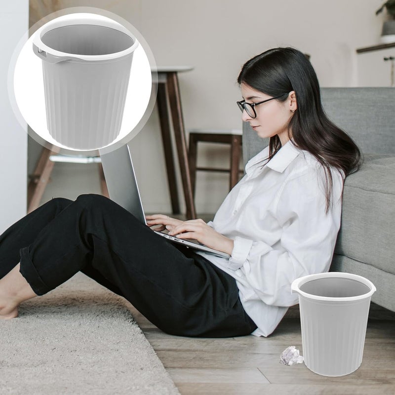 Luxshiny Small 8l Wastebasket with Pressing Ring, Plastic Trash Can for Bathroom, Office, Bedroom, and Kitchen, Quiet Gray Minimalist Garbage Bin for Home and Workplace - Image 5