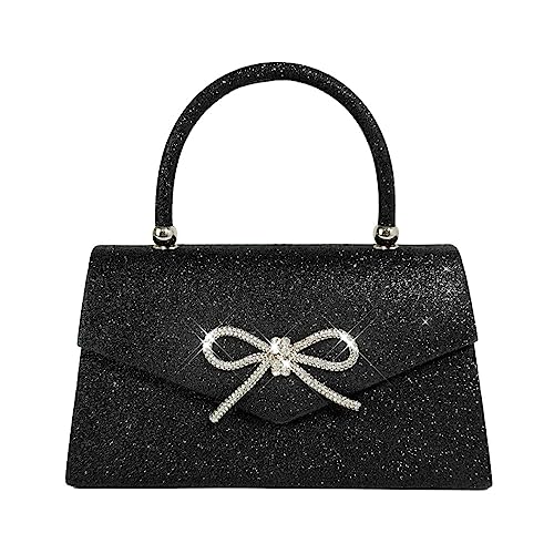 Trisapu Womens Evening Bag Sparkly Bow Clutch Purse Wedding Party Purses Glitter Rhinestone Cocktail Prom Handbags Black - Image 1