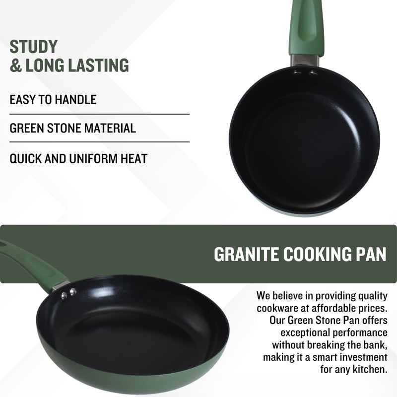 PLUMM Get Non Stick Frying Pan | Granite Omlette Egg Pan | Induction&Gas Fry Pan | PFOA Free | Fry Pan, 1 Year Warranty (28cm,Green) - Image 5