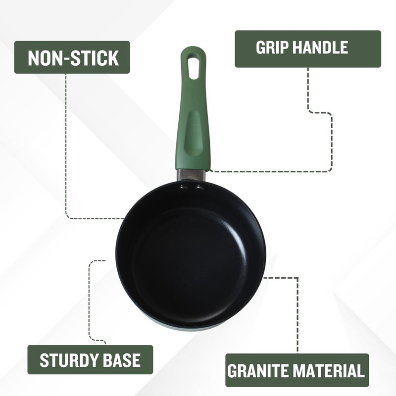 PLUMM Get Non Stick Frying Pan | Granite Omlette Egg Pan | Induction&Gas Fry Pan | PFOA Free | Fry Pan, 1 Year Warranty (28cm,Green) - Image 2