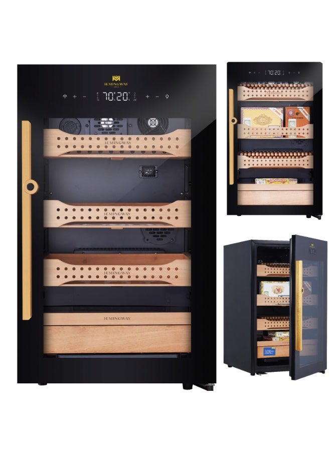 Hemingway B2 Electric Cigar Humidor Cabinet 650 Capacity – Spanish Cedar Storage with Touchscreen Display, Fingerprint Lock, Double Glass Door, Temperature & Humidity Control. - Image 1