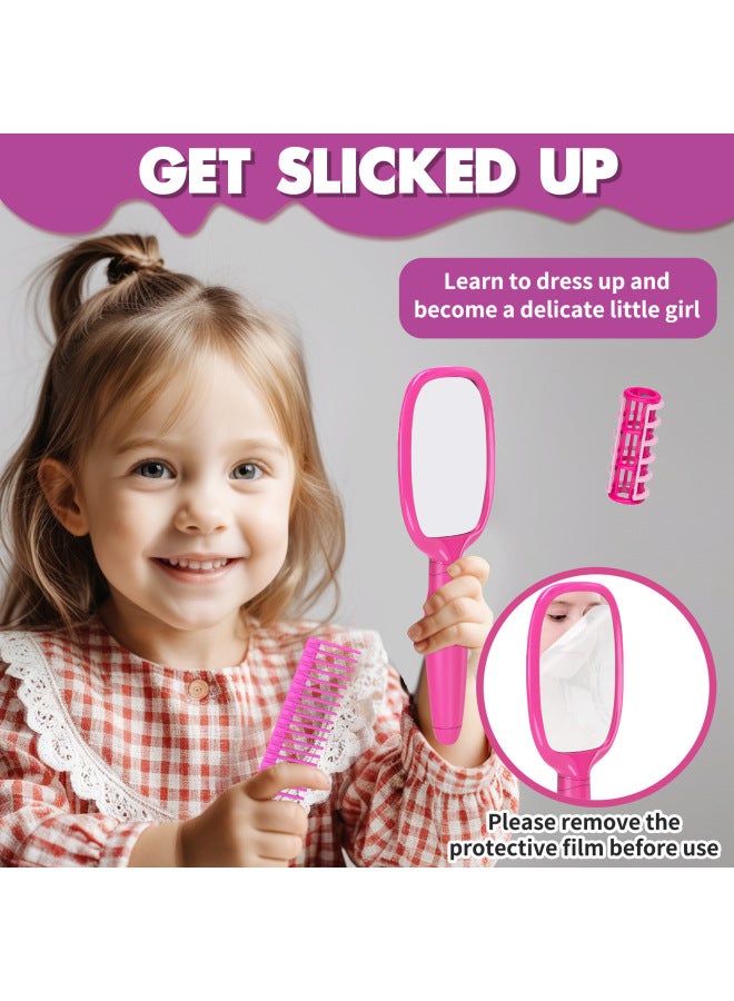 Children's Play Home Hair Dryer Salon Girls Toy Simulation Hairdressing Tools Suit Hairdresser To Cut Hair-Specifications:Hair Dryer Set-42 (rose Black) - Image 5