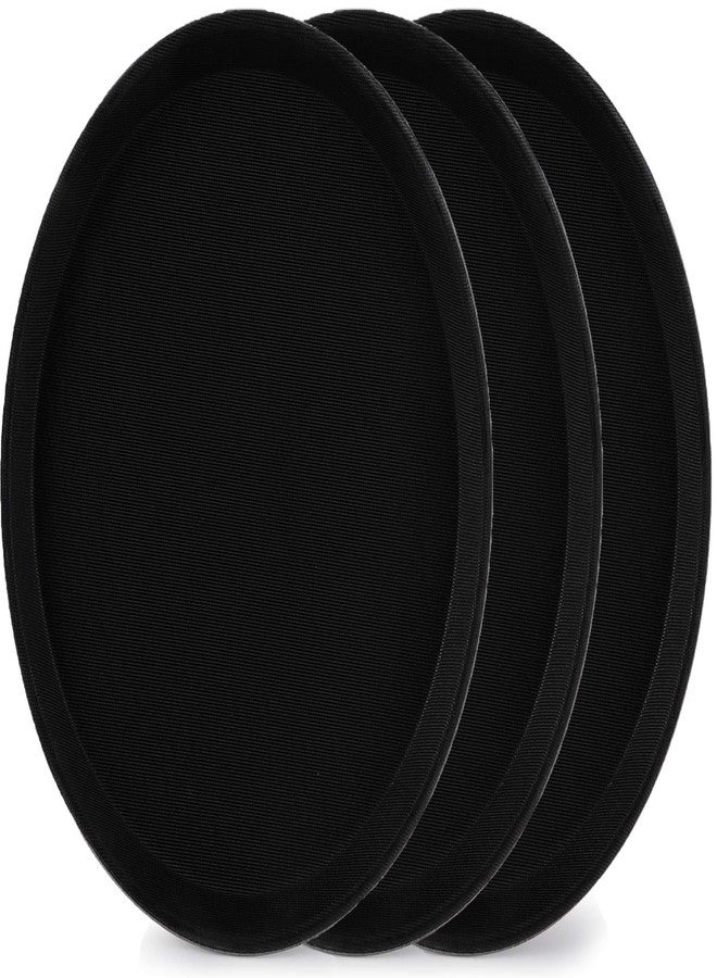TOPZEA 3 Pack Restaurant Serving Trays, 11" Food Serving Tray Round Fiberglass Tray Non Slip Food Service Trays Platters for Restaurant, Parties, Breakfast, Cafe, Bar, Black - Image 1