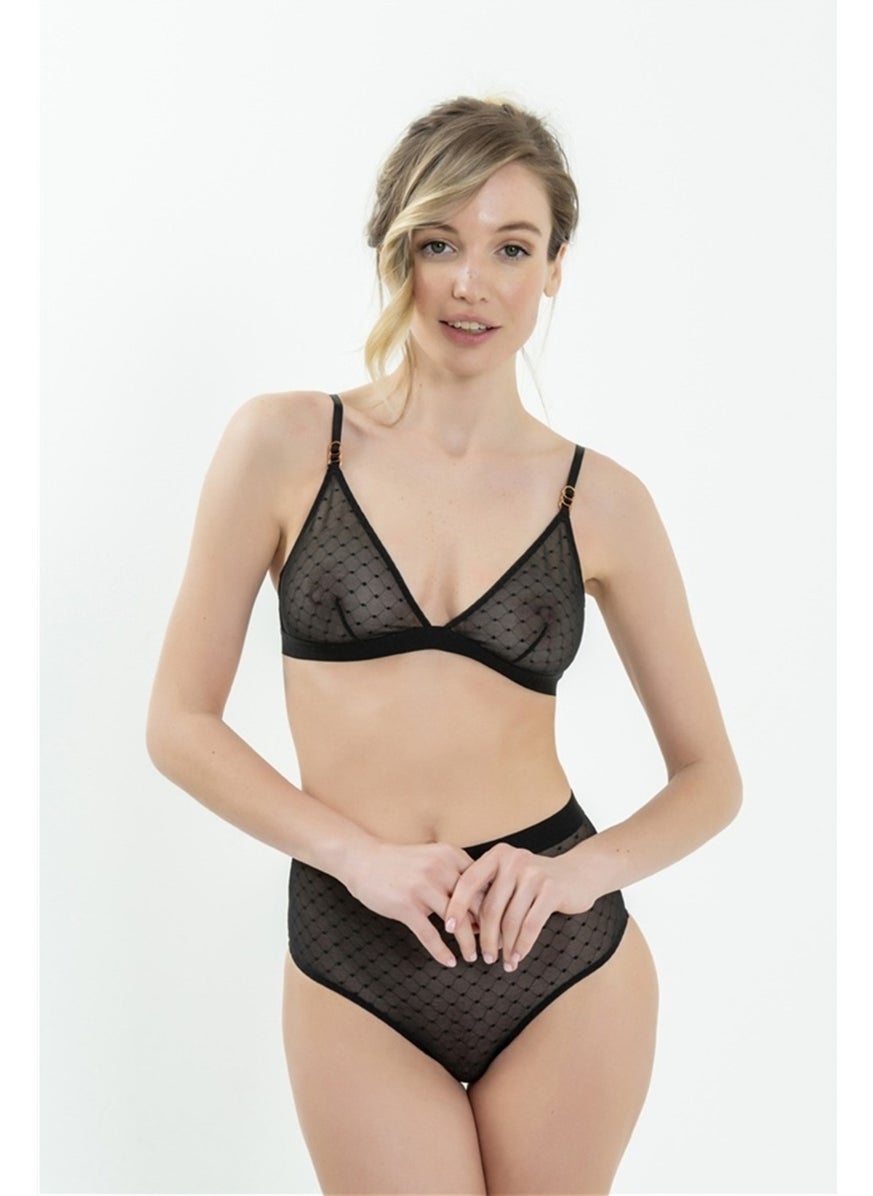 Magic Form 1795 Women's Black Lacy Cage Triangle Bra  - Image 2
