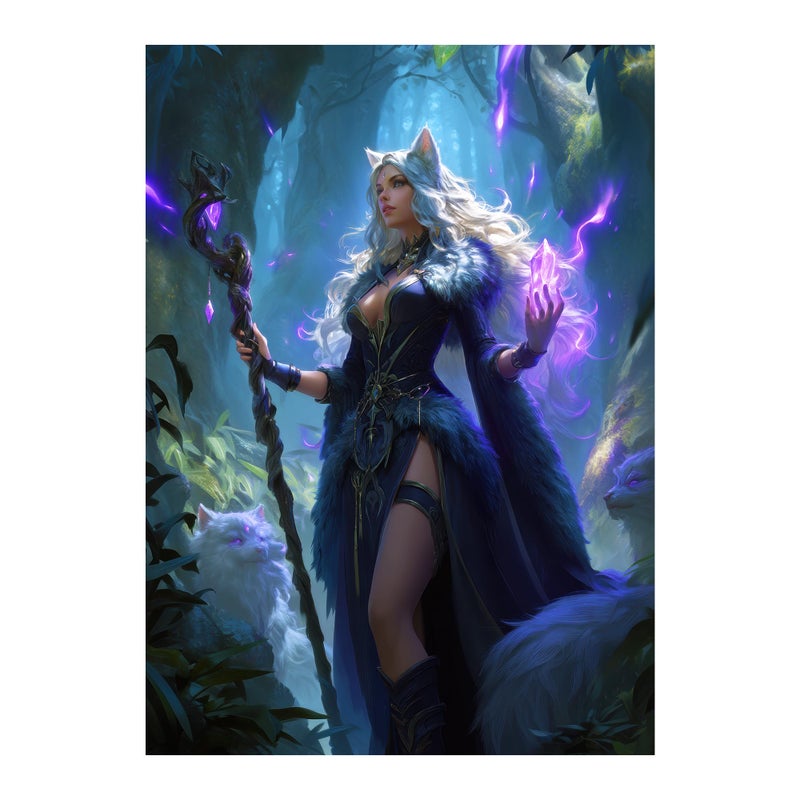 Katomula 100 MTG Card Sleeves with 100 Inner Sleeve Textured Back Art Sleeves Fit Standard Size Cards Cat Warlock - Image 2
