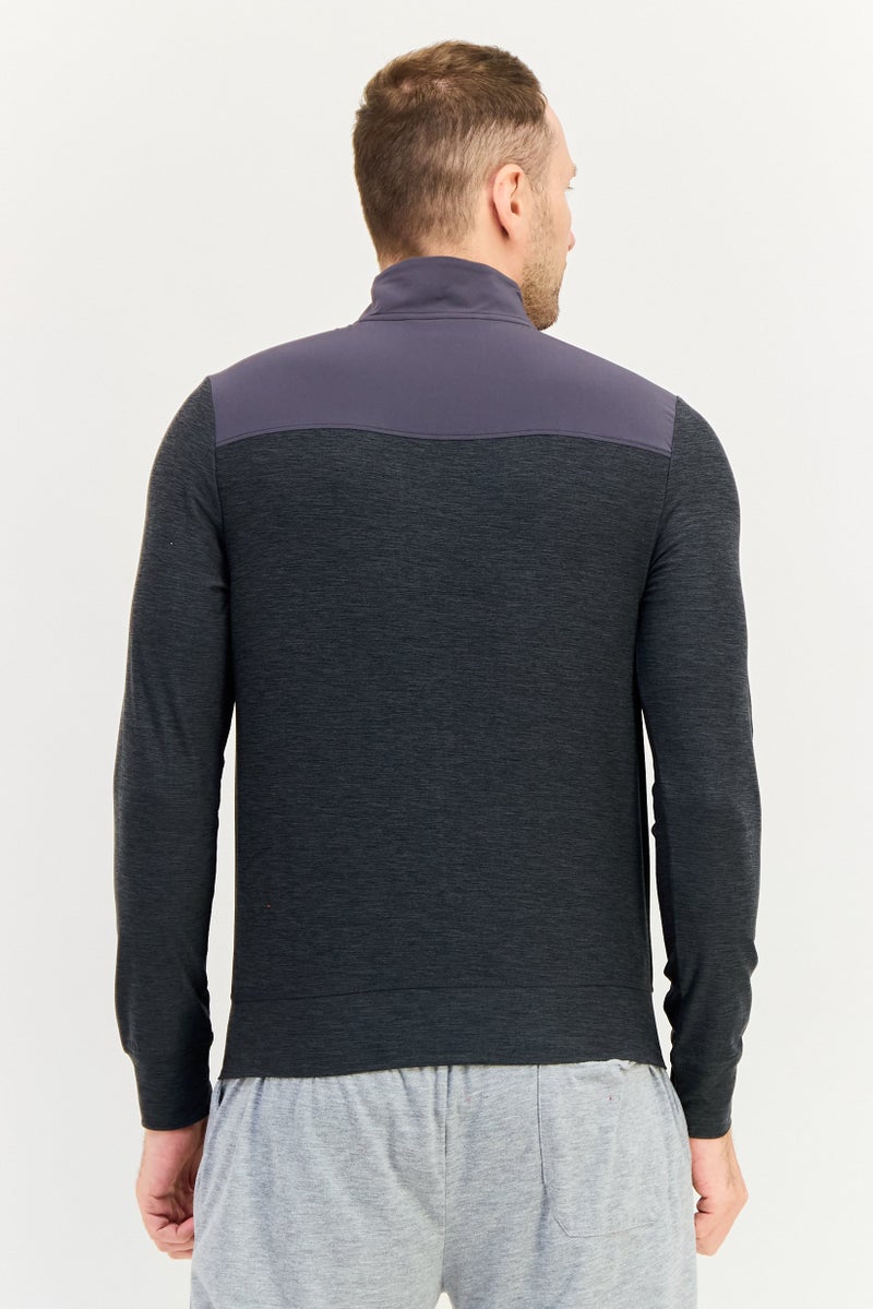 SKECHERS Men Sportswear Fit Long Sleeve Outdoor Track Top, Heather Grey - Image 3