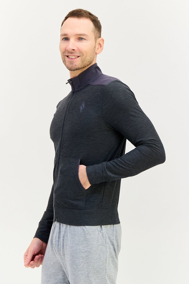 SKECHERS Men Sportswear Fit Long Sleeve Outdoor Track Top, Heather Grey - Image 2