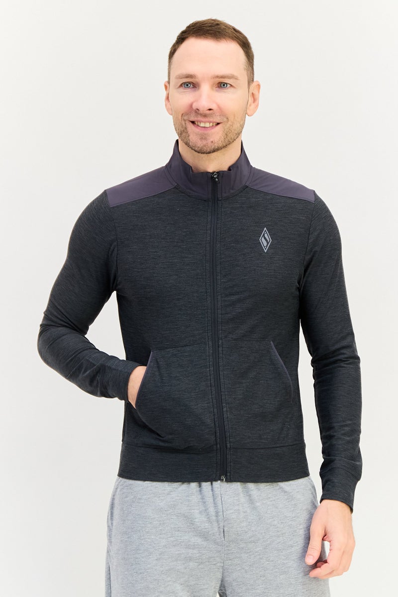 SKECHERS Men Sportswear Fit Long Sleeve Outdoor Track Top, Heather Grey - Image 1