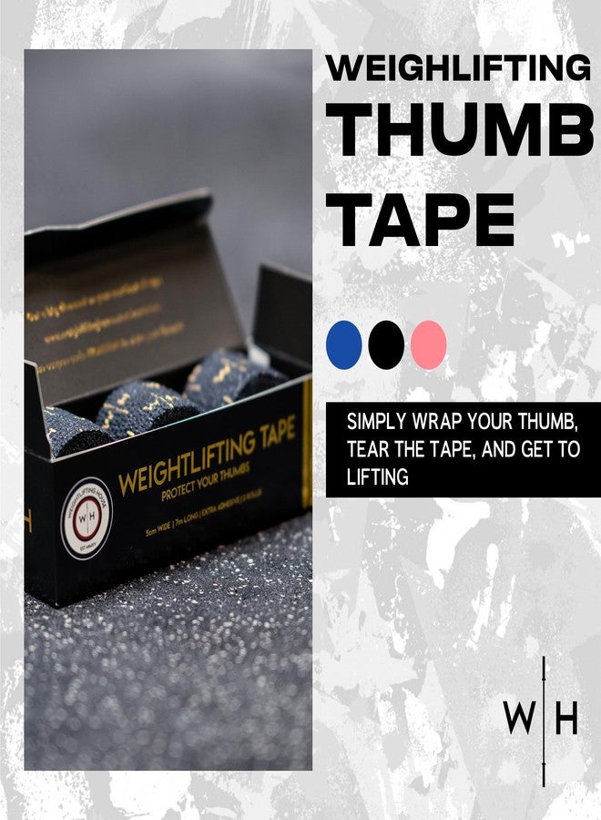 Weightlifting House Weight Lifting Thumb Tape: Athletic Grip Tape, Finger Extra Adhesive Tape for Workout - Body Tape, Sports Tape Perfect for Weightlifting - Sports Tape, Athletic - 7m/23ft (Black) - Image 2