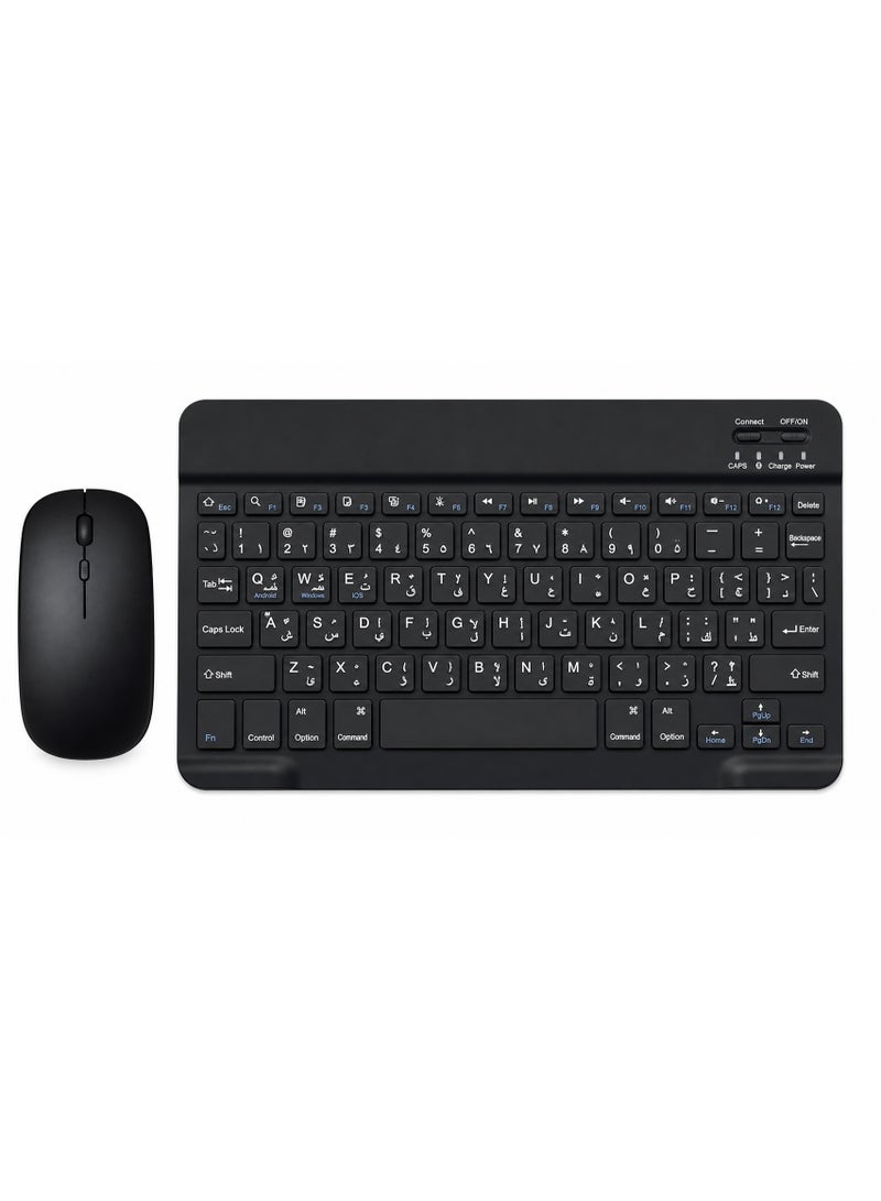 Hedge Wireless Bluetooth Keyboard and Mouse Combo Rechargeable Slim Keyboard Kit with Multi-Device Support Silent Click Mouse Long Battery Life Compact Portable Design for Laptop PC Tablet Black - Image 1