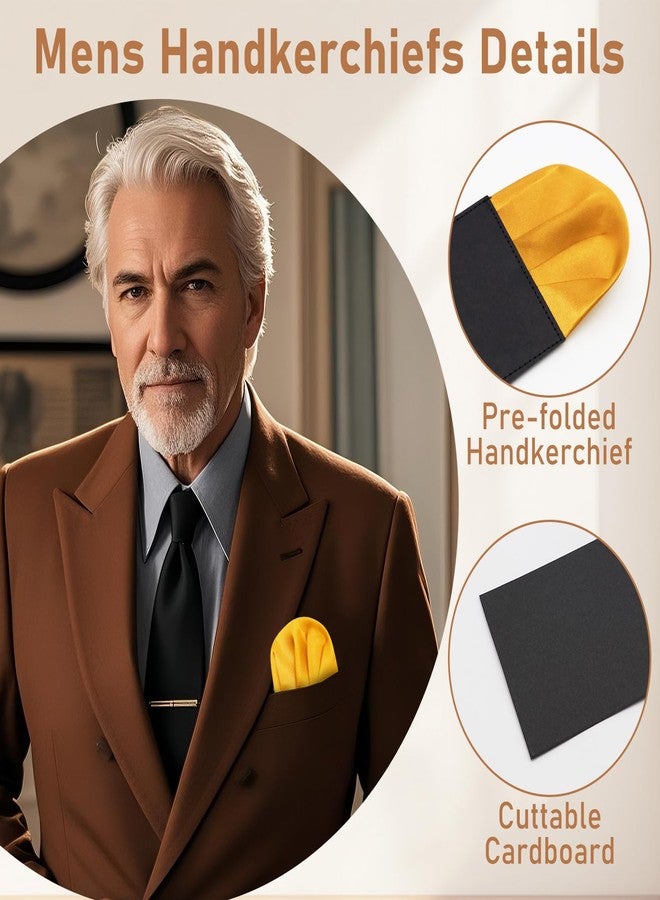 Gsyziux Pre-folded Pocket Squares for Men Solid Color Mens Suit Handkerchiefs Pocket Square on Card for Suit Tuxedo (Yellow) - Image 4