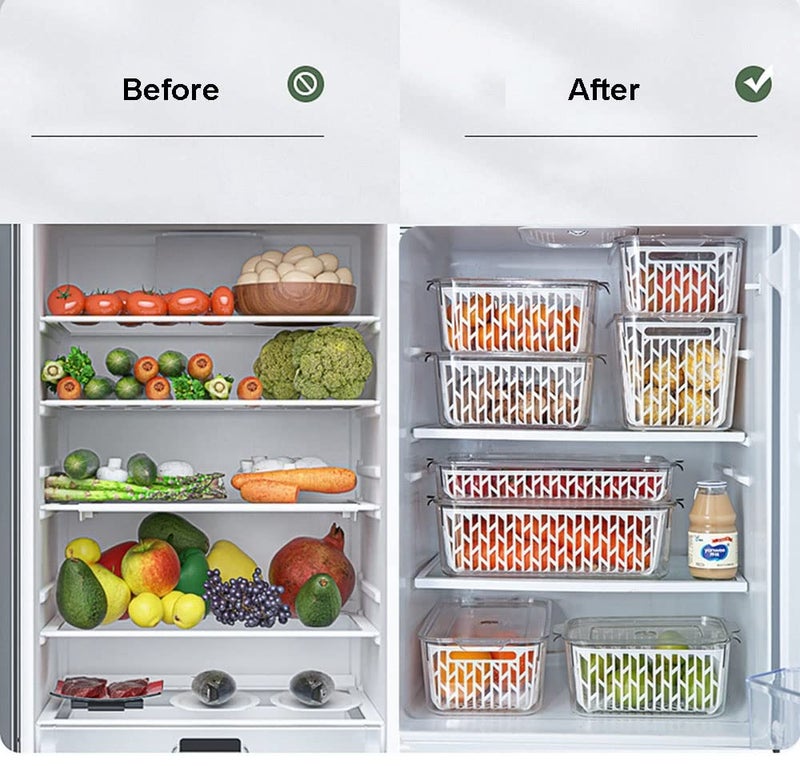 INKULTURE Stackable Vegetable And Fruit Fridge Storage Container With Removable Drain Strainers | Capacity 3L | Pack of 01 (Acrylic) - Image 5